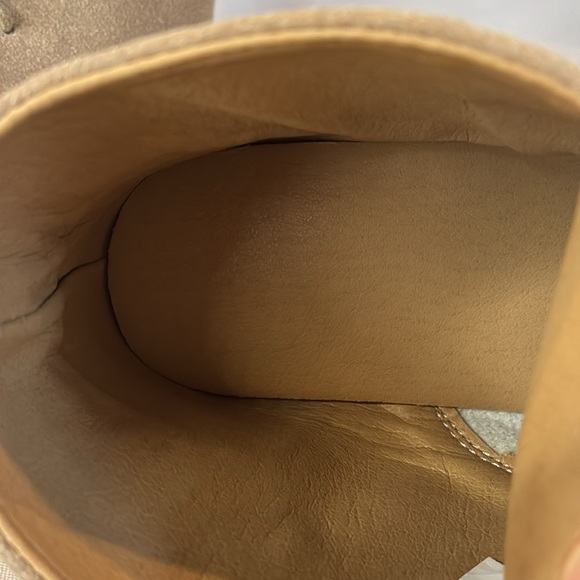 NWOT beige faux suede classic high top pointed toe front lace up corpcore shoes - Picture 7 of 12